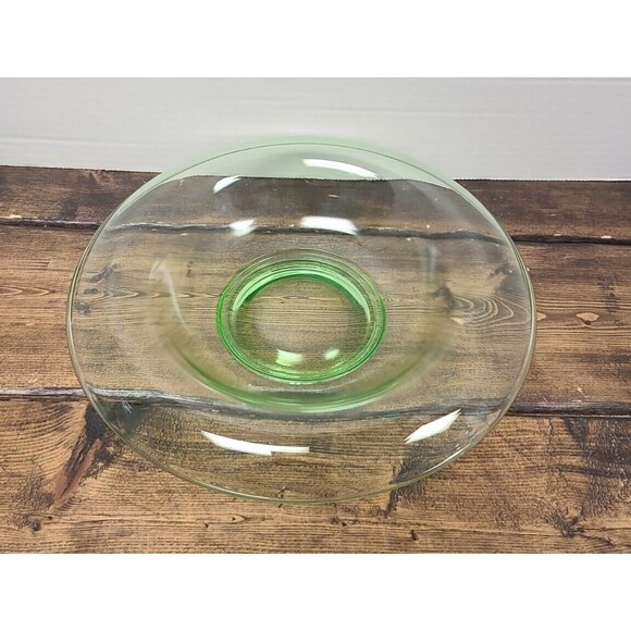 Vintage Uranium Green Depression Glass Bowl with Rolled  Edges 10.5" - Picture 1 of 3